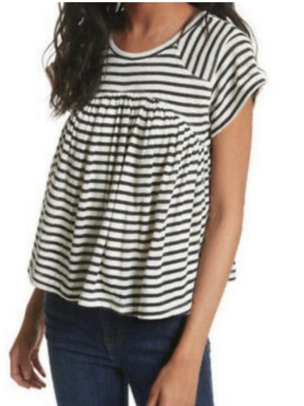Free People Black and White Striped Babydoll Tunic